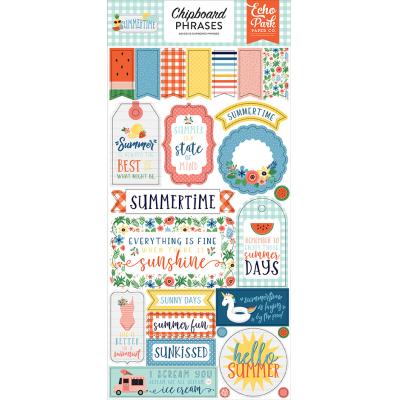 Echo Park Summertime Stickerbogen - Chipboard Phrases